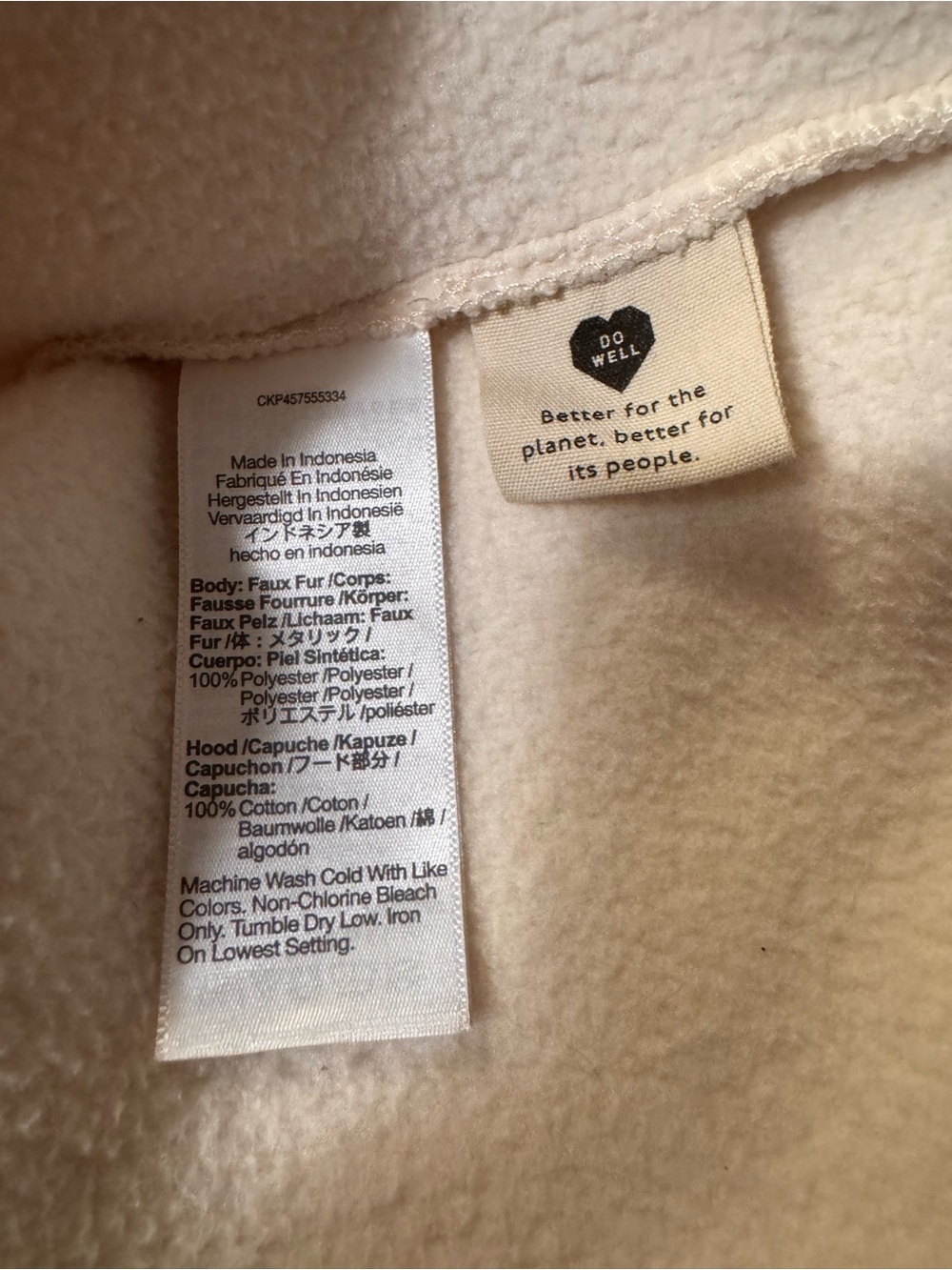 Madewell Cream Sherpa Fleece Pullover Hoodie Kangaroo Pocket Cozy - Picture 7 of 7